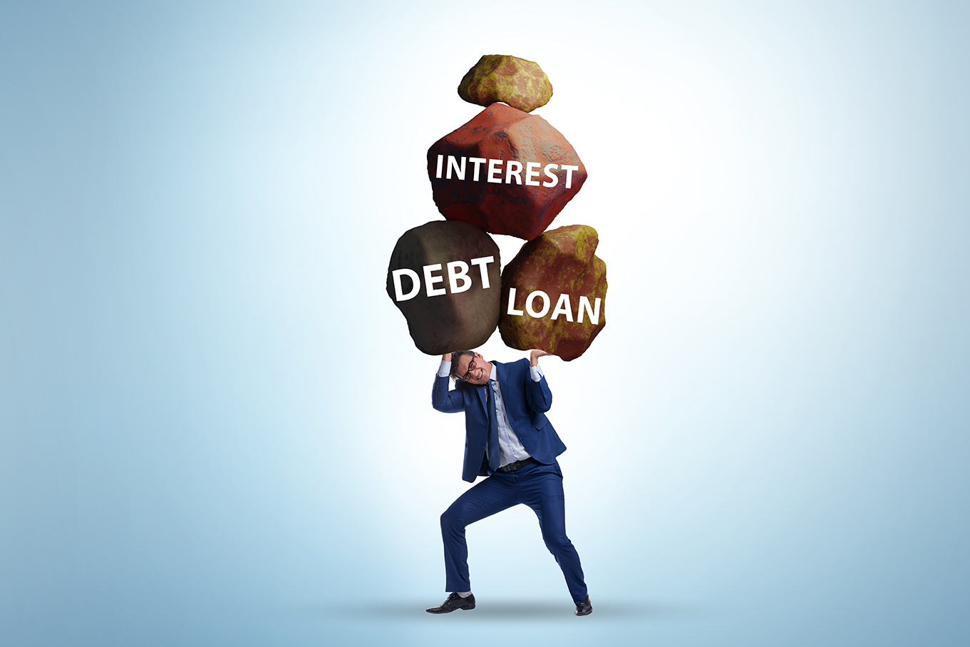Debt and loan concept with the businessman